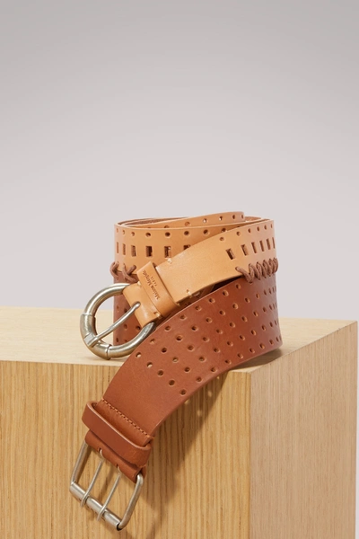 Shop Maison Margiela Perforated Double Belt In Brown