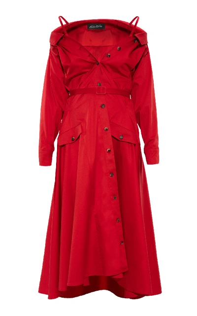 Shop Anna October Off-the-shoulder Shirtdress In Red