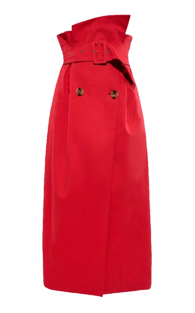 Shop Anna October Cotton High Waisted Skirt In Red