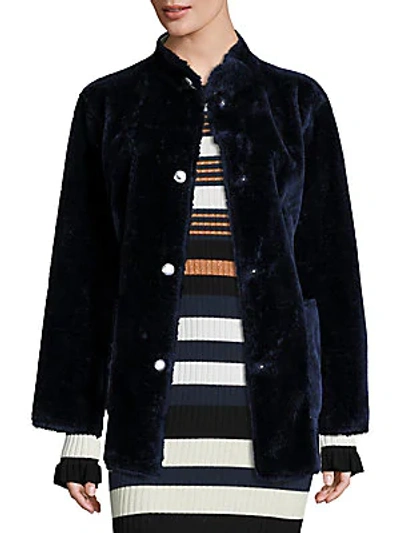 Shop Opening Ceremony Culver Faux Fur Reversible Coat In Purple