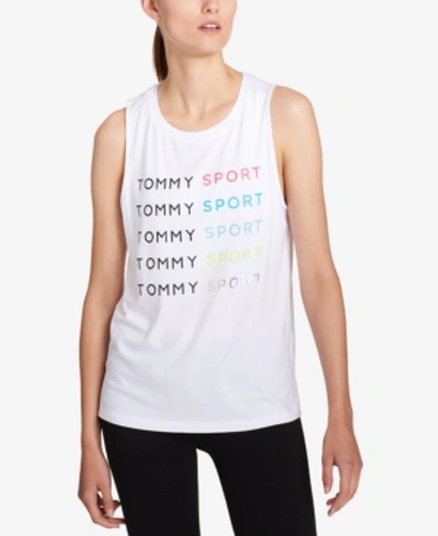 Shop Tommy Hilfiger Sport Graphic Muscle Tank Top, Created For Macy's In White/psycho Red