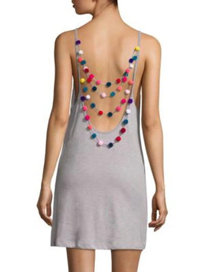 Shop Pitusa Pom-pom Necklace Dress In Grey