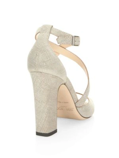 Shop Jimmy Choo Canvas Leather Sandals In Chai