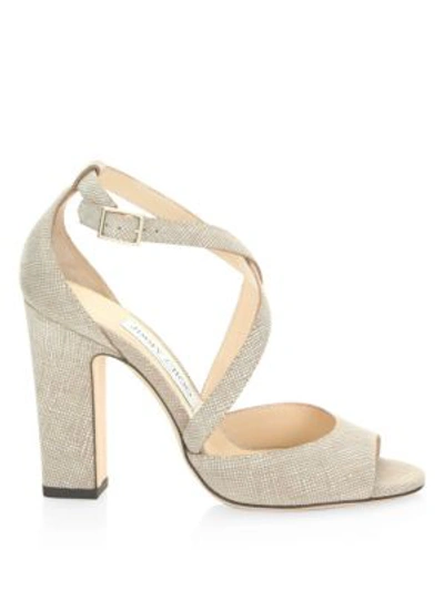 Shop Jimmy Choo Canvas Leather Sandals In Chai