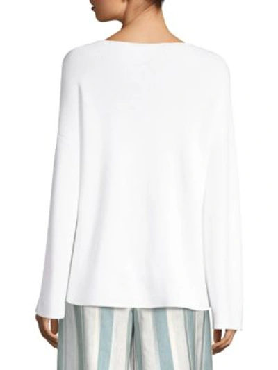 Shop Lafayette 148 Cotton Textured Stitch Sweater In Cloud