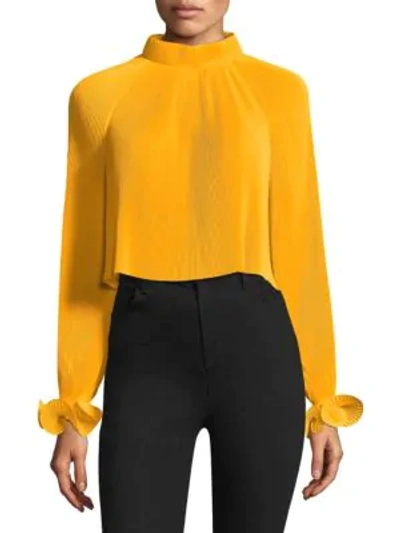 Shop Tibi Pleat Crop Top In Sunray