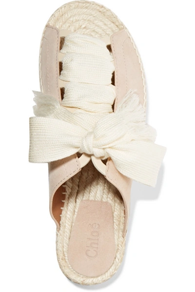 Shop Chloé Harper Lace-up Suede Sandals In Pastel Pink