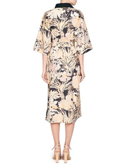 Shop Dries Van Noten Floral Print Shirt Dress In Skin