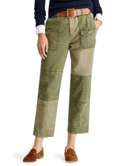 Shop Polo Ralph Lauren Patchwork Straight-leg Pants In Olive Multi
