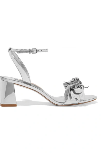 Shop Sophia Webster Lilico Appliquéd Metallic Leather Sandals In Silver