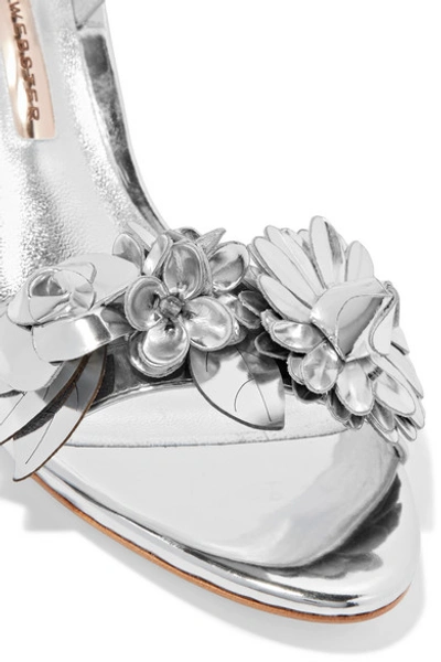Shop Sophia Webster Lilico Appliquéd Metallic Leather Sandals In Silver