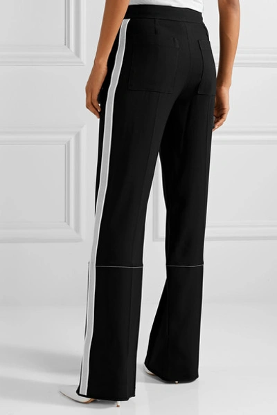 Shop Proenza Schouler Striped Crepe Wide-leg Pants In Black