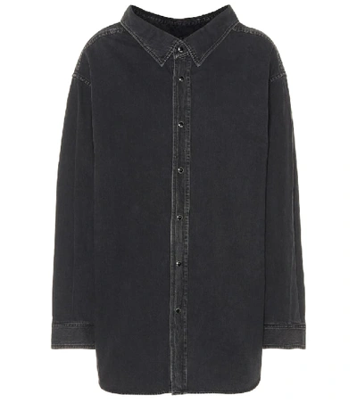 Shop Balenciaga Denim Shirt In Black