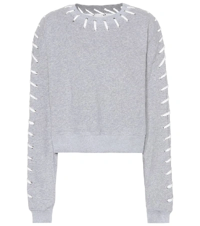 Shop Jonathan Simkhai Whipstitch Cotton Sweatshirt In Grey