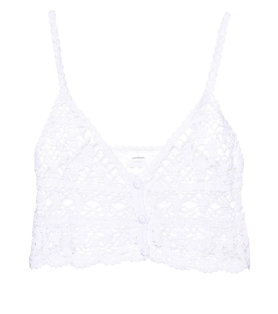 Shop Anna Kosturova Bianca Crocheted Cotton Crop Top In White