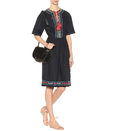 Shop Talitha Embroidered Cotton Dress In Blue