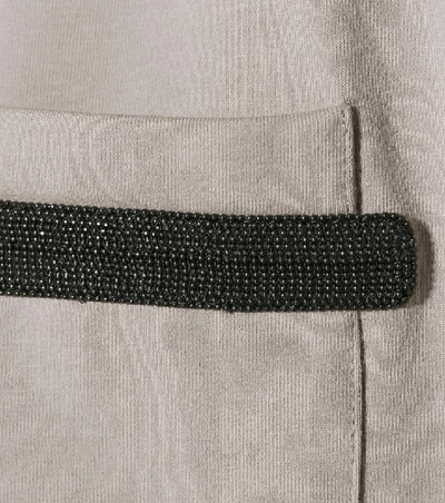 Shop Brunello Cucinelli Embellished Cotton-blend Jacket In Grey