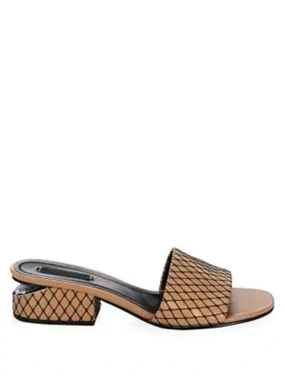 Shop Alexander Wang Lou Low Heel Fishnet Slides In Nude