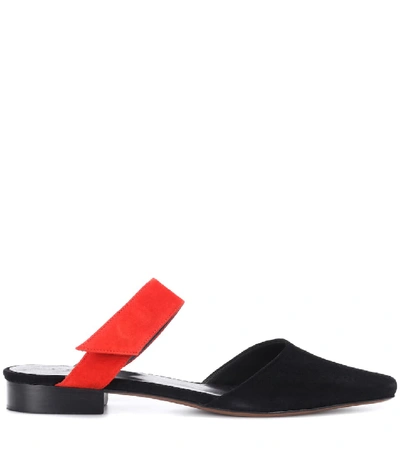 Shop Neous Epi Suede Slippers In Black