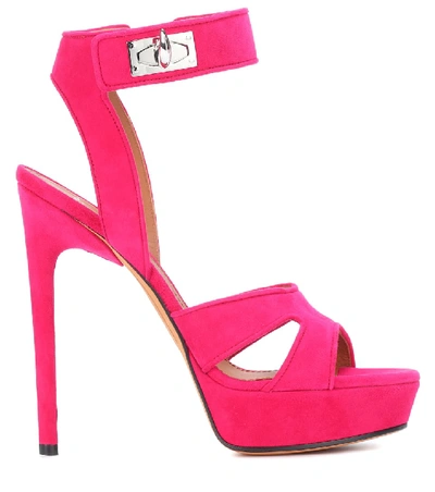 Shop Givenchy Shark Suede Plateau Sandals In Pink