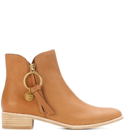 Shop See By Chloé Louise Flat Leather Ankle Boots In Brown