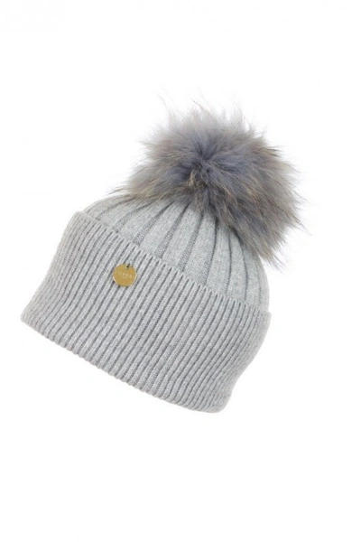 Shop Popski London Angora Pom Pom Hat - Whisper Grey