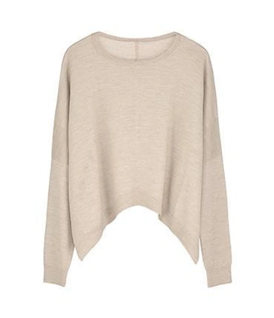 Shop Ille De Cocos Merino Cropped Sweater - Fawn- Gold In Yellow