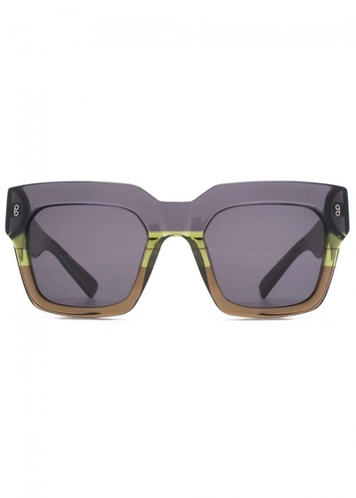 Shop Hook Ldn Genesis Dégradé Square-frame Sunglasses In Green