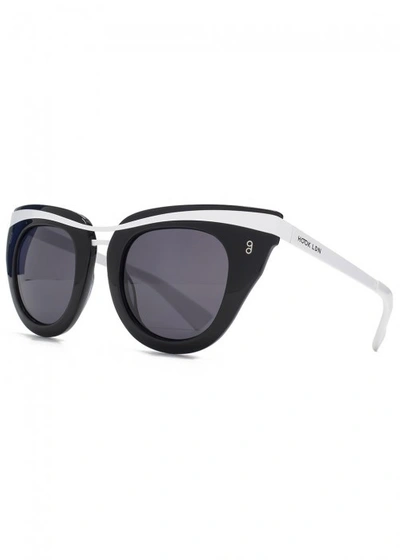 Shop Hook Ldn Clique Black Cat-eye Sunglasses