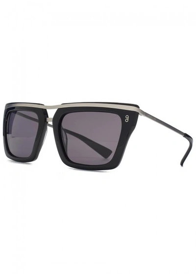 Shop Hook Ldn Chambers Black D-frame Sunglasses