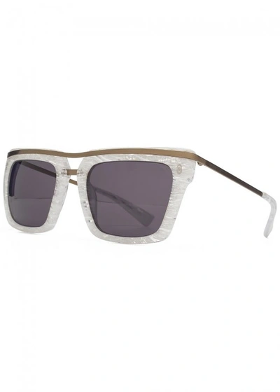 Shop Hook Ldn Chambers Marbled D-frame Sunglasses In White