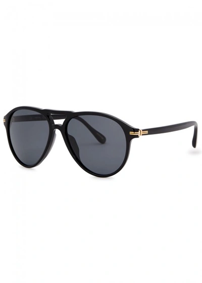 Shop Dunhill London Black Aviator-style Sunglasses