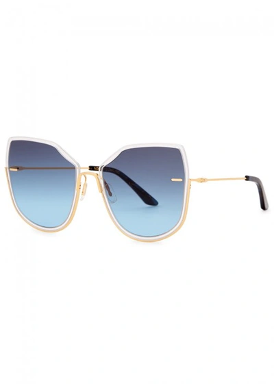 Shop Moy Atelier Nobody's Darling 12kt Gold-plated Sunglasses In Blue