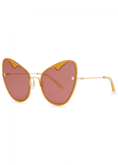 Shop Moy Atelier Naked Heart 12kt Gold-plated Sunglasses In Pink