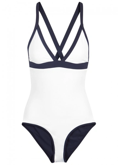 Shop Heidi Klein Bb Two-tone Reversible Swimsuit In White And Blue