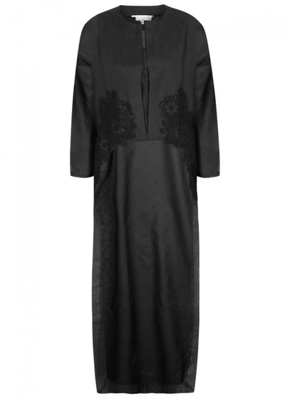 Shop Lila.eugenie Lila. Eugénie Black Lace-appliquéd Voile Dress