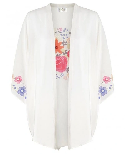 Shop Aya Silk Agate Beach Kimono In White
