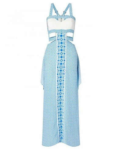 Shop Aya Silk Aquamarine Silk Crepe Dress In White-blue