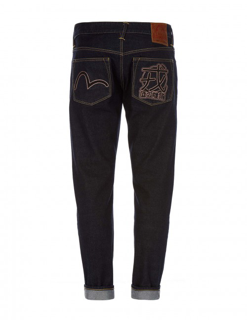 evisu carrot fit seagull reflective print selvedge