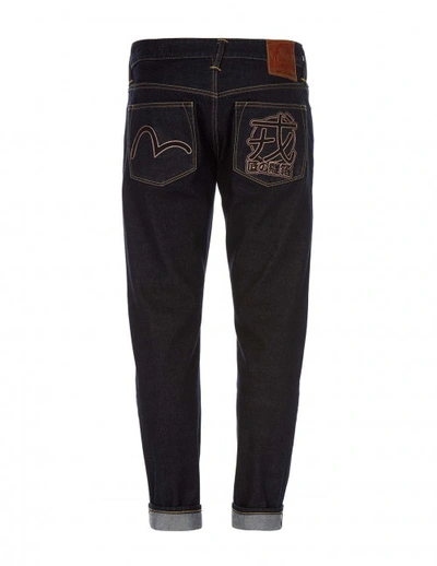 Shop Evisu Carrot-fit Seagull And Kanji Embroidered Selvedge Jeans