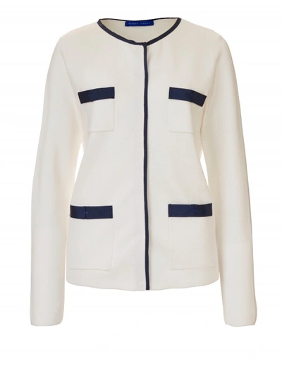 Shop Winser London Cotton Parisian Jacket In Soft White - Navy