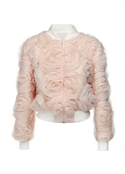 Shop Mihano Momosa Soft Pink Roses Bomber Jacket