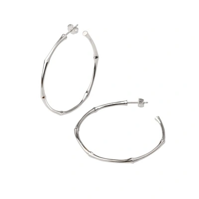 Shop Dinny Hall Bamboo Large Hoops In Silver