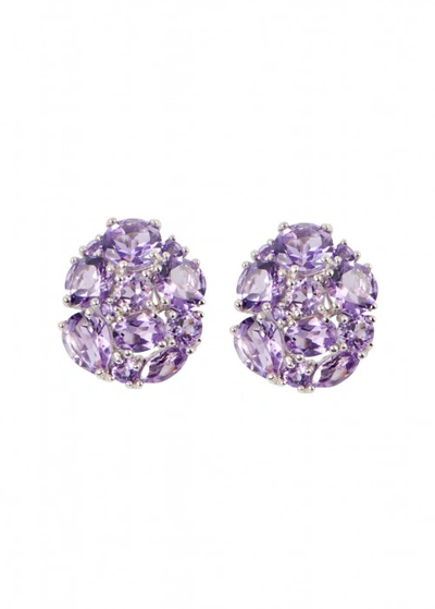 Shop Apples & Figs Amethyst Blossom Studs In Silver And Purple