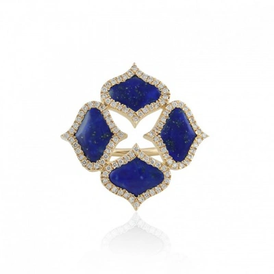 Shop Gyan Jewels Lattice Ring In Lapis Lazuli