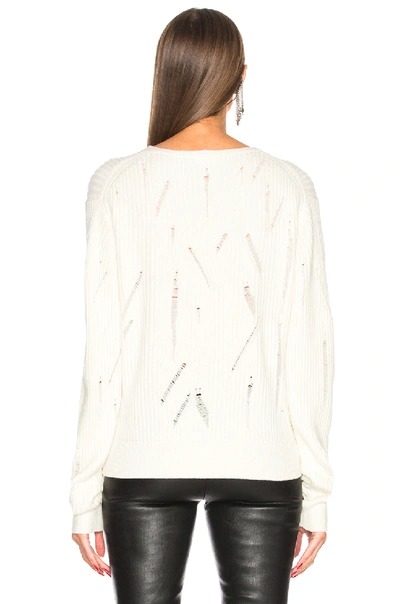 Shop Helmut Lang Drop Needle V领毛衣 In Neutral,white