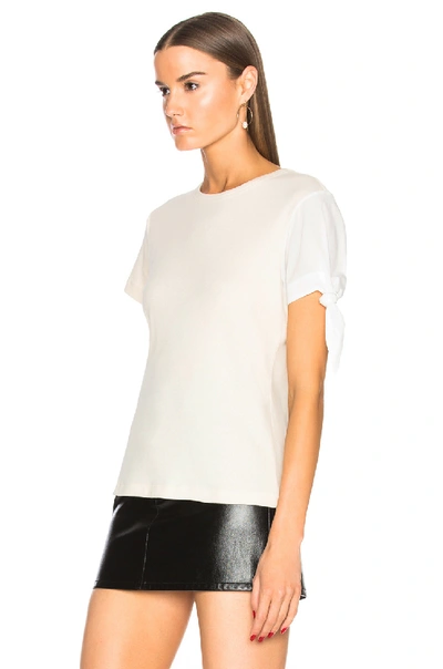 Shop Jw Anderson Single Knot Tee With Silk Sleeve In White