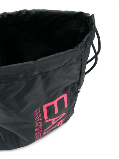 Shop Ea7 Logo Print Drawstring Backpack In Black