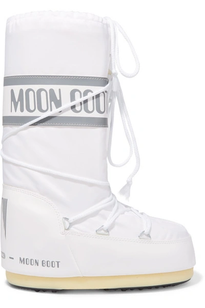 Moon Boot Icon Shell And Faux Leather Snow Boots In White