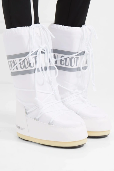 Moon Boot Icon Shell And Faux Leather Snow Boots In White